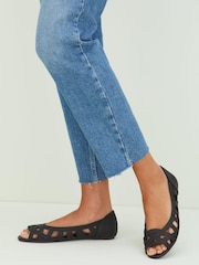 Friends Like These Black Regular Fit Peep Toe Cut Out Flat Ballerina - Image 3 of 4