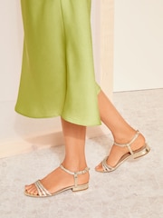Friends Like These Gold Wide Fit Occasion Strappy Gem Sandals - Image 3 of 4