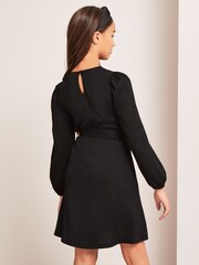 Lipsy Black Crinkle Jersey Long Sleeve Dress - Image 3 of 4