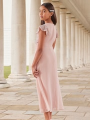 Lipsy Pink Flutter Sleeve Occasion Maxi Dress - Teen - Image 3 of 4