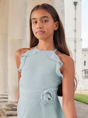 Lipsy Blue Ruffle Corsage Maxi Prom Dress (7-16yrs) - Image 4 of 4