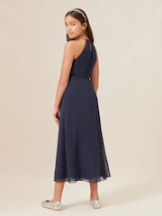 Lipsy Navy Blue Strap Maxi Pearl Occasion Dress (7-16yrs) - Image 3 of 4