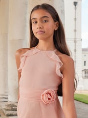 Lipsy Pink Ruffle Corsage Maxi Prom Dress (7-16yrs) - Image 2 of 4