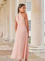Lipsy Pink Ruffle Corsage Maxi Prom Dress (7-16yrs) - Image 3 of 4