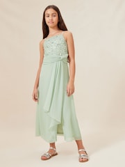 Lipsy Sage Green Strap Maxi Prom Dress - Image 1 of 4