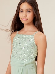 Lipsy Sage Green Strap Maxi Prom Dress - Image 4 of 4