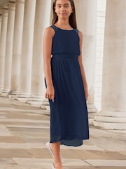 Lipsy Navy Blue Embellished Strap Midi Occasion Dress - Image 1 of 4