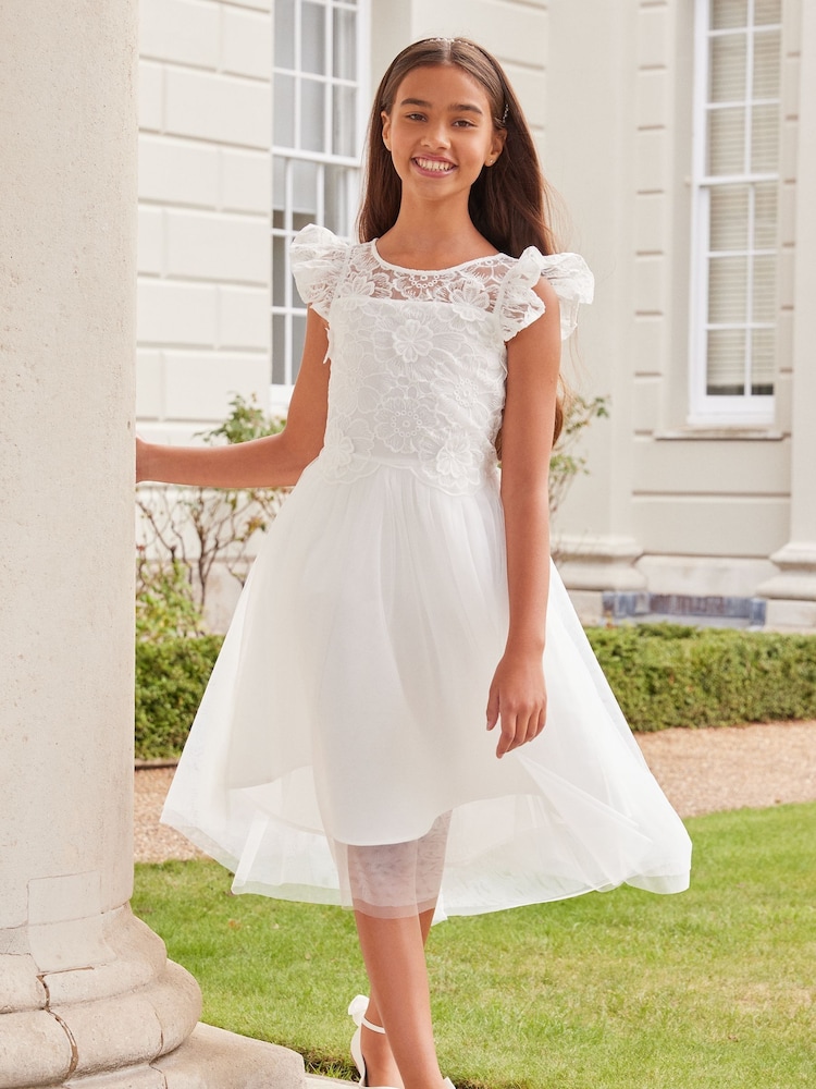 Lipsy Ivory Lace Bodice Occasion Dress (5-16yrs) - Image 1 of 4