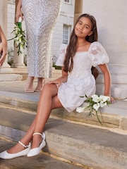 Lipsy Ivory Organza Corsage Occasion Dress (2-16yrs) - Image 1 of 5