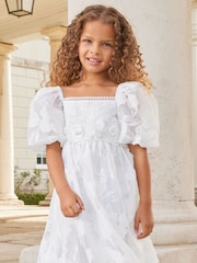 Lipsy Ivory Organza Corsage Occasion Dress (2-16yrs) - Image 2 of 5