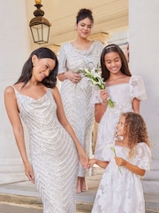 Lipsy Ivory Organza Corsage Occasion Dress (2-16yrs) - Image 4 of 5