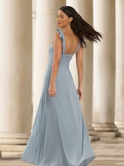 Lipsy Blue Bridesmaid Tie Strap Corset Detail Maxi Dress - Image 3 of 4
