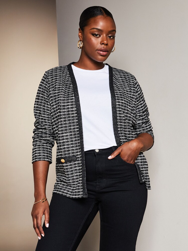 Lipsy Black Curve Tipped Light Weight Cardigan - Image 1 of 4