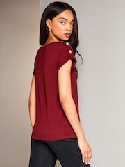 Lipsy Burgundy Red Round Neck T-Shirt - Image 2 of 4