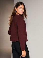 Lipsy Berry Red Cropped Collarless Blazer Jacket - Image 2 of 4