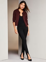 Lipsy Berry Red Cropped Collarless Blazer Jacket - Image 3 of 4