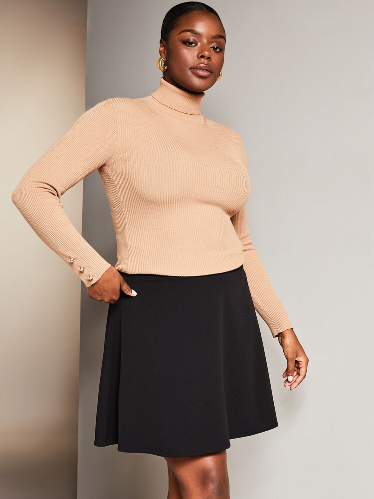 Lipsy Black Jersey Curve Flippy Mini Skater Skirt - Image 1 of 1