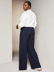 Lipsy Navy Curve High Waist Wide Leg Tailored Trousers - Image 2 of 4