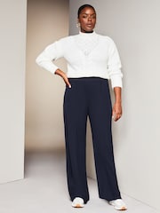 Lipsy Navy Curve High Waist Wide Leg Tailored Trousers - Image 3 of 4