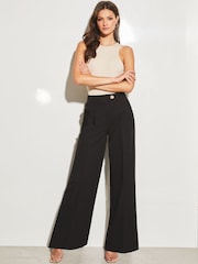 Lipsy Black Petite Relaxed Wide Leg Tailored Trousers - Image 3 of 4