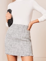 Lipsy Black Black/White Tailored Sequin  Boucle Mini Skirt - Image 1 of 4
