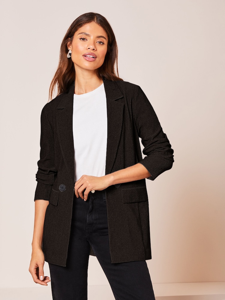 Lipsy Black Jersey Ribbed Blazer - Image 1 of 4
