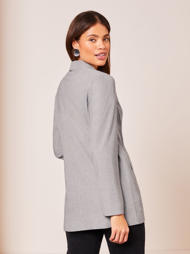 Lipsy Grey Jersey Ribbed Blazer - Image 2 of 4