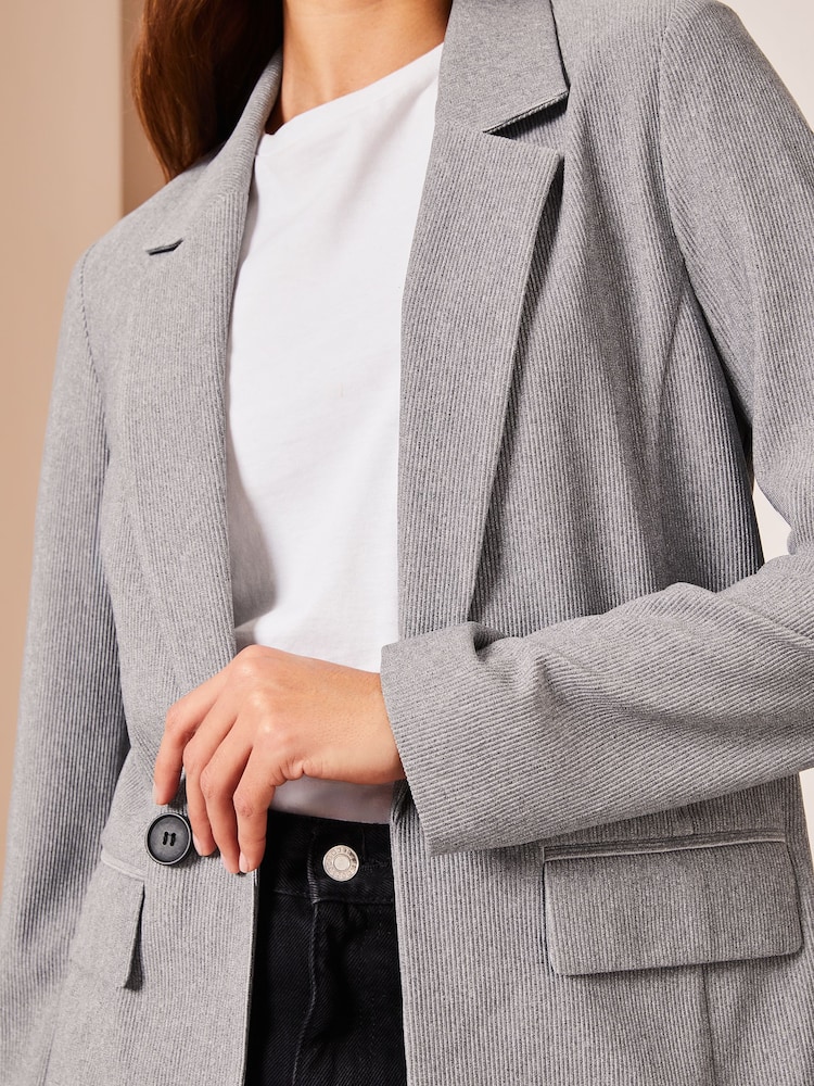 Lipsy Grey Jersey Ribbed Blazer - Image 4 of 4