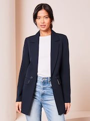 Lipsy Navy Blue Relaxed Longline Tailored Blazer - Image 1 of 3