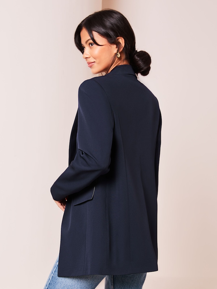Lipsy Navy Blue Relaxed Longline Tailored Blazer - Image 2 of 3