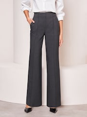 Lipsy Grey Wide Leg Woven Smart Trousers - Image 1 of 4