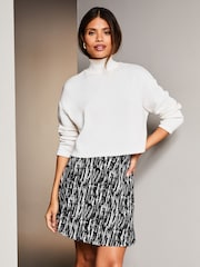 Lipsy Black Marker Print Flippy Mini Skater Skirt - Image 1 of 4