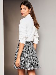 Lipsy Black Marker Print Flippy Mini Skater Skirt - Image 3 of 4