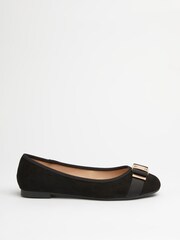 Lipsy Black Wide Fit Flat Bow Ballet Pumps - Image 3 of 4