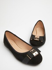 Lipsy Black Wide Fit Flat Bow Ballet Pumps - Image 4 of 4