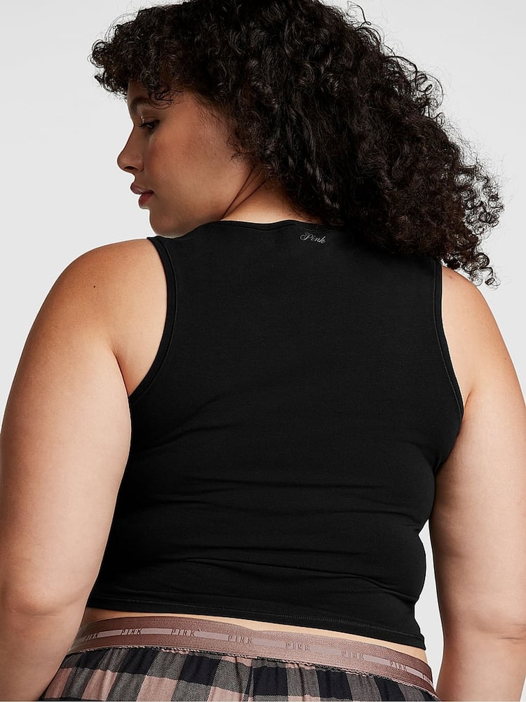Victoria's Secret Pure Black Cotton Tank Top - Image 2 of 3 Victoria's Secret Pure Black Cotton Tank Top - Image 2 of 3