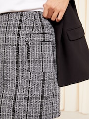 Friends Like These Black/White PU Trim Boucle Mini Skirt - Image 4 of 4