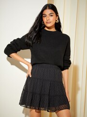 Friends Like These Black Chiffon Tiered Mini Skirt - Image 1 of 4