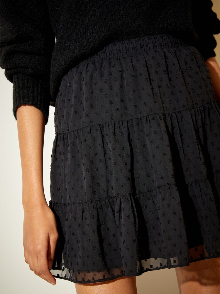 Friends Like These Black Chiffon Tiered Mini Skirt - Image 2 of 4