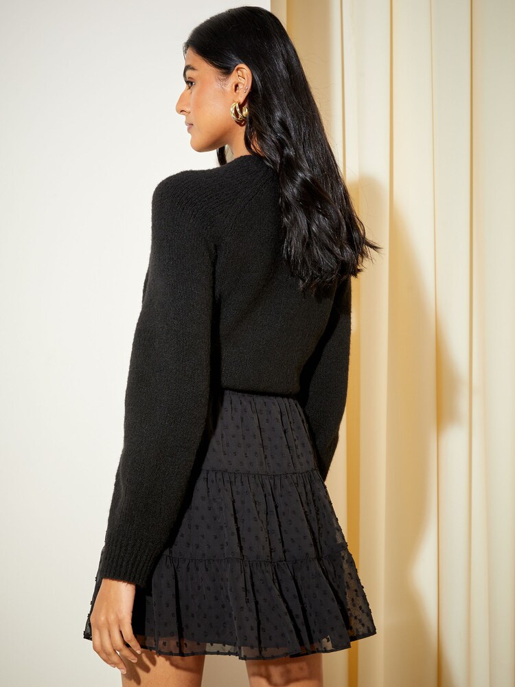 Friends Like These Black Chiffon Tiered Mini Skirt - Image 4 of 4