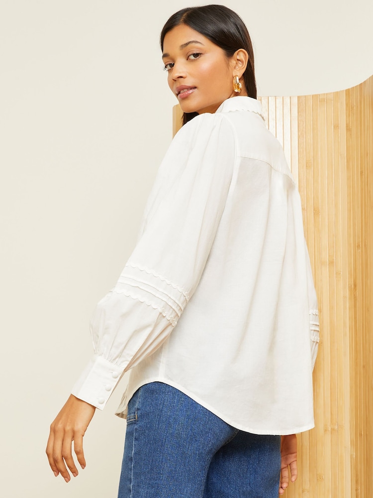 Love & Roses Ivory White V Neck Ric Rac Trim Blouse - Image 2 of 4 Love & Roses Ivory White V Neck Ric Rac Trim Blouse - Image 2 of 4