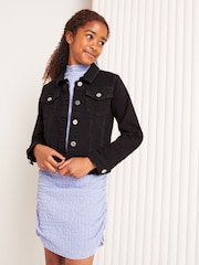 Lipsy Black Denim Western Jacket (From 3-16yrs) - Image 2 of 4