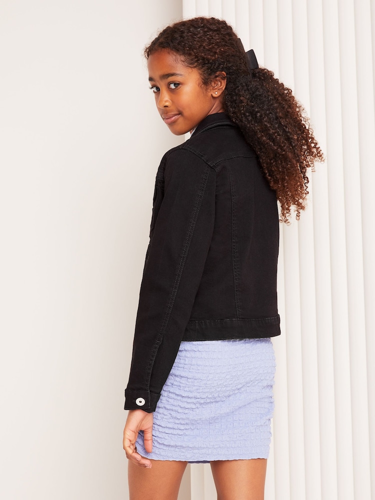 Lipsy Black Denim Western Jacket (From 3-16yrs) - Image 4 of 4