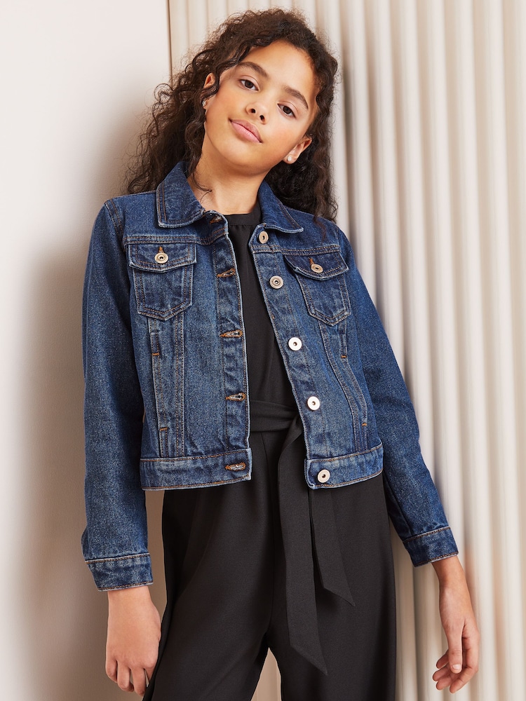 Lipsy Authentic Blue Denim Western Jacket (From 3-16yrs) - Image 1 of 4 Lipsy Authentic Blue Denim Western Jacket (From 3-16yrs) - Image 1 of 4