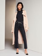 Lipsy Black Textured Wide Sleeve High Neck Rib Top - Image 3 of 4