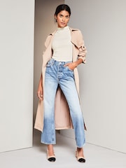 Lipsy White Textured Wide Sleeve High Neck Rib Top - Image 3 of 3