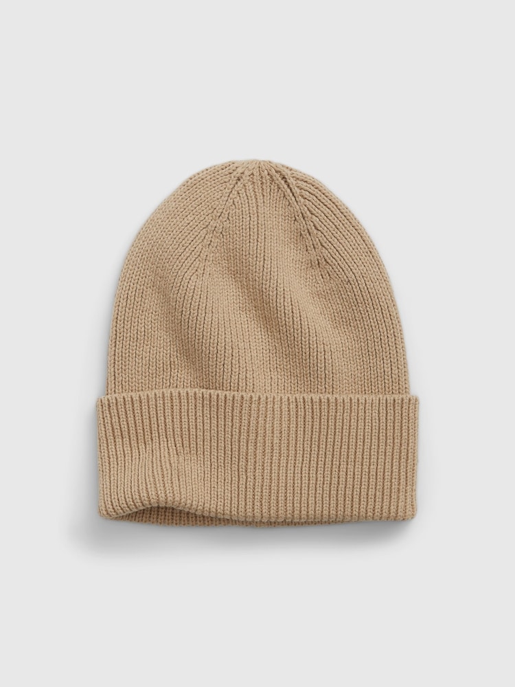 Gap Beige Adults Organic Cotton Ribbed Beanie - Image 1 of 1 Gap Beige Adults Organic Cotton Ribbed Beanie - Image 1 of 1