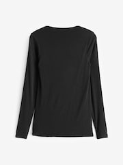 Banana Republic Black Aleah Wool-Blend Long Sleeve Cowl Back Top - Image 2 of 4