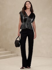 Banana Republic Chrome Lena Pleated Metallic Sleeveless Top - Image 1 of 1