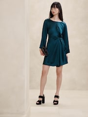 Banana Republic Green Treccia Hammered Satin Mini Dress - Image 1 of 1